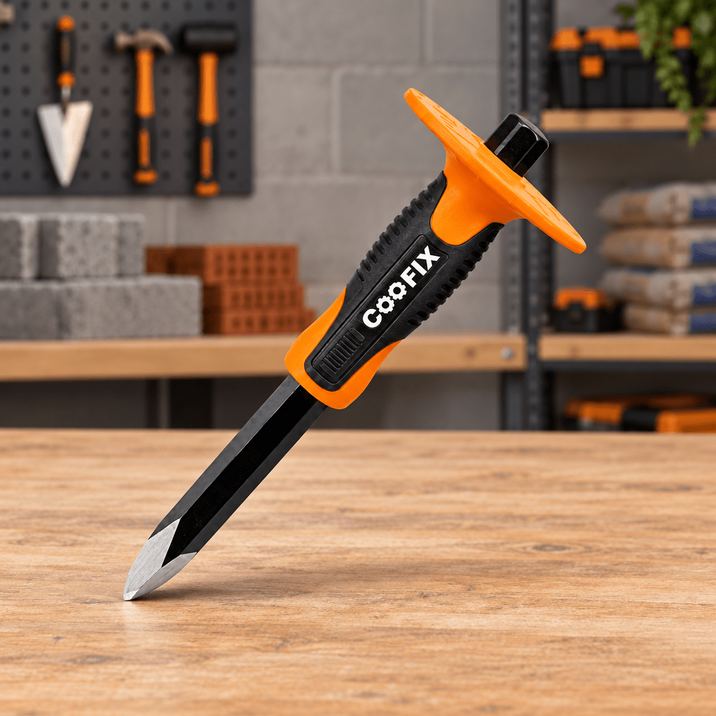 Coofix pointed cold chisel on a workshop table