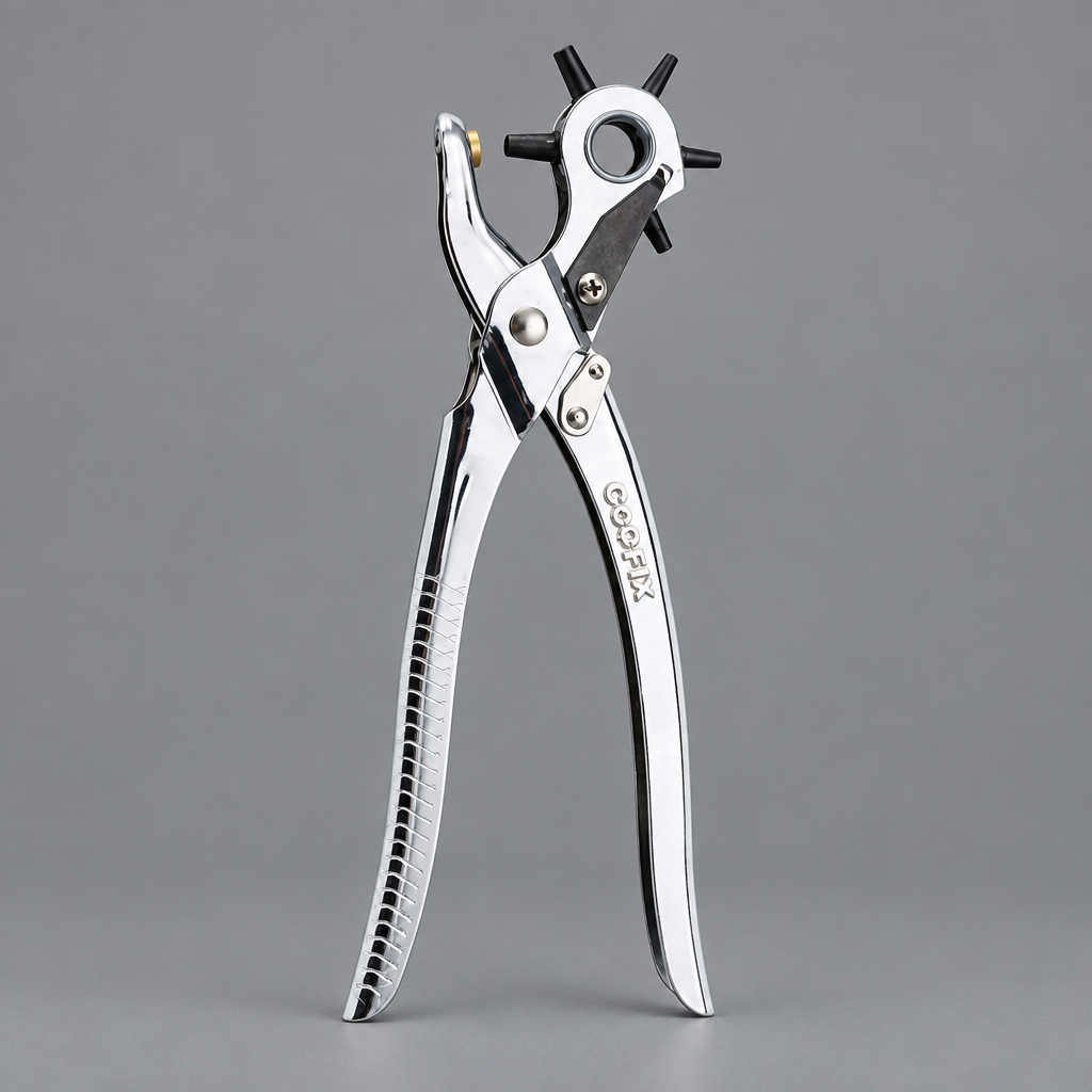 Coofix rotary leather hole punch on grey