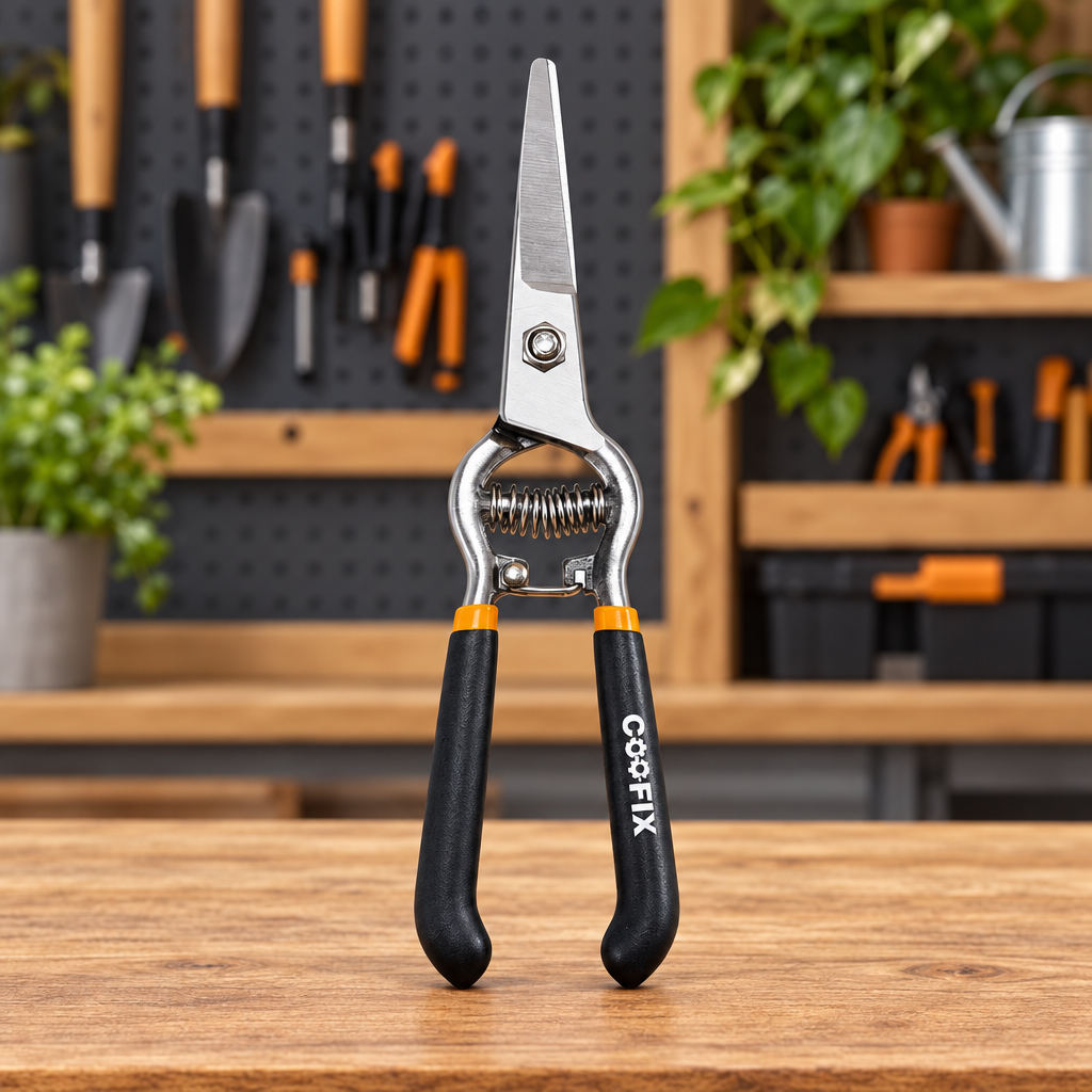 Coofix straight-blade pruning shears on a workshop table