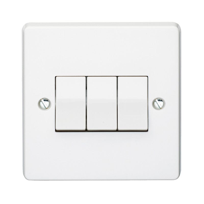 Crabtree Switches & Sockets Crabtree 10A 3 Gang 2 Way Light Switch White