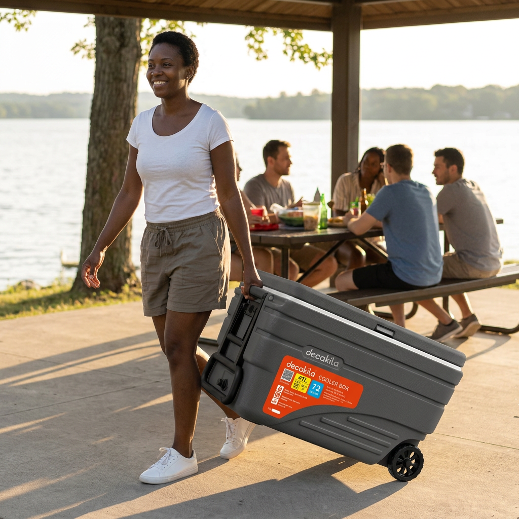 Decakila 47L Wheeled Cooler Box with Locking Lid - KMFG038G