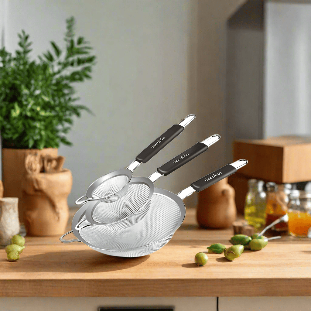 Decakila Kitchen Appliances Decakila 3 Pieces Stainless Steel Fine Mesh Strainer - KMTT146M