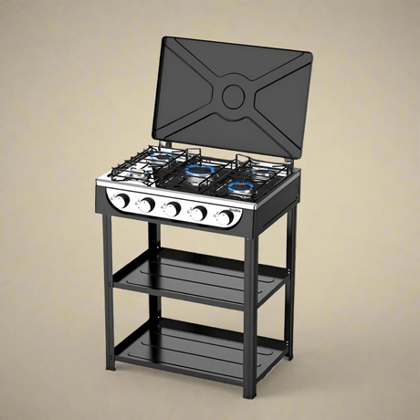 Decakila Kitchen Appliances Decakila Five Burner Gas Stove With Shelf - KMGS019B