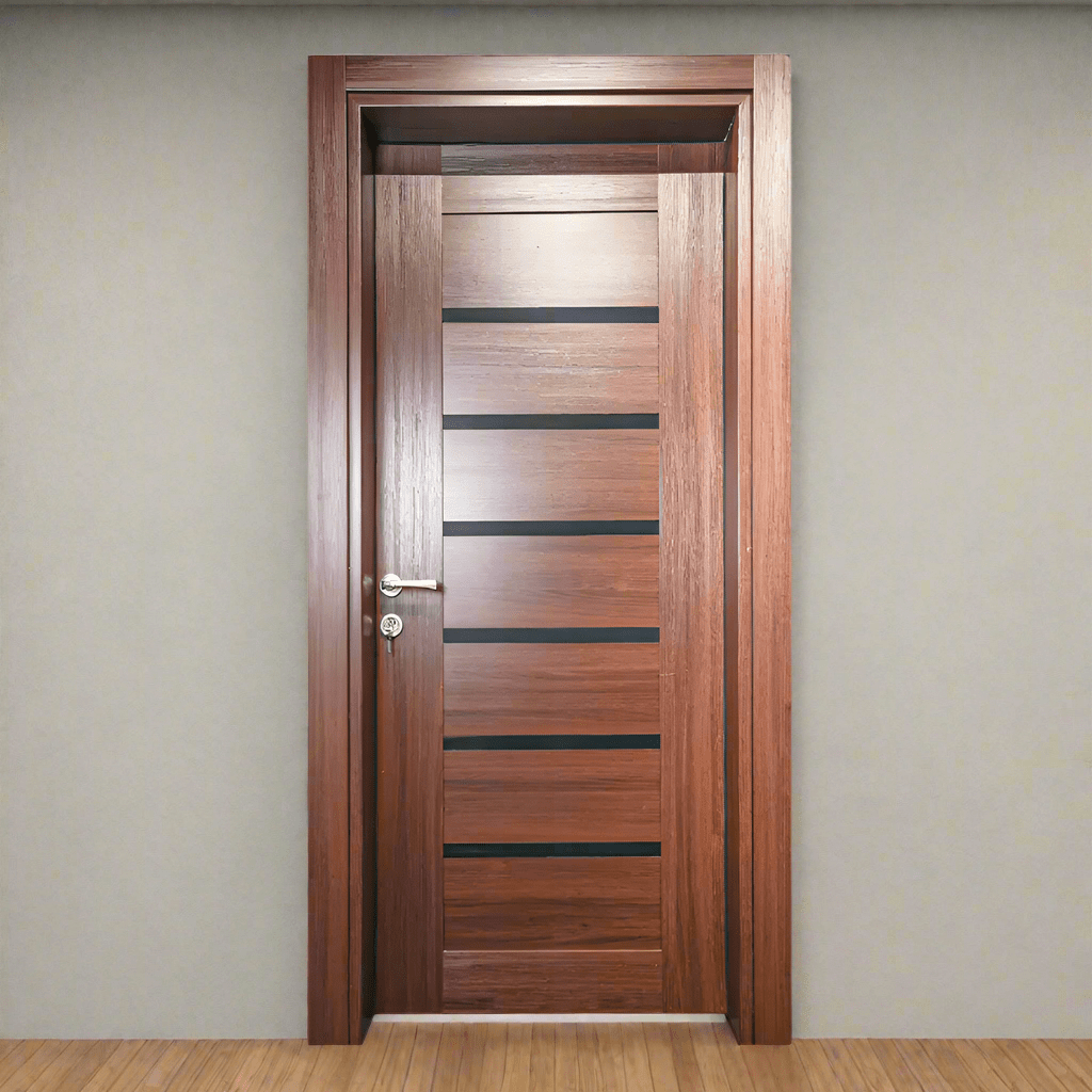 Decordin Security Doors Interior Dark Brown With Black Strips Door