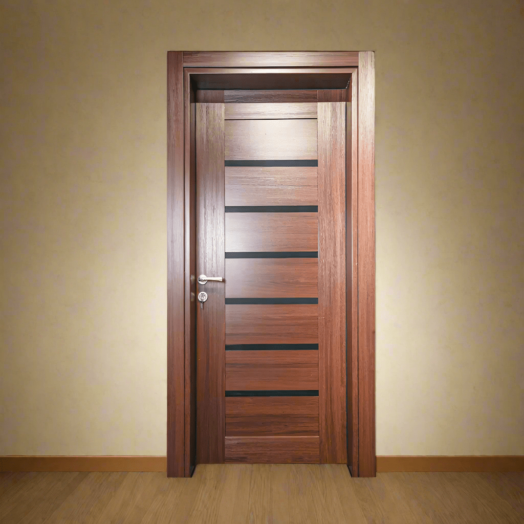 Decordin Security Doors Interior Dark Brown With Black Strips Door