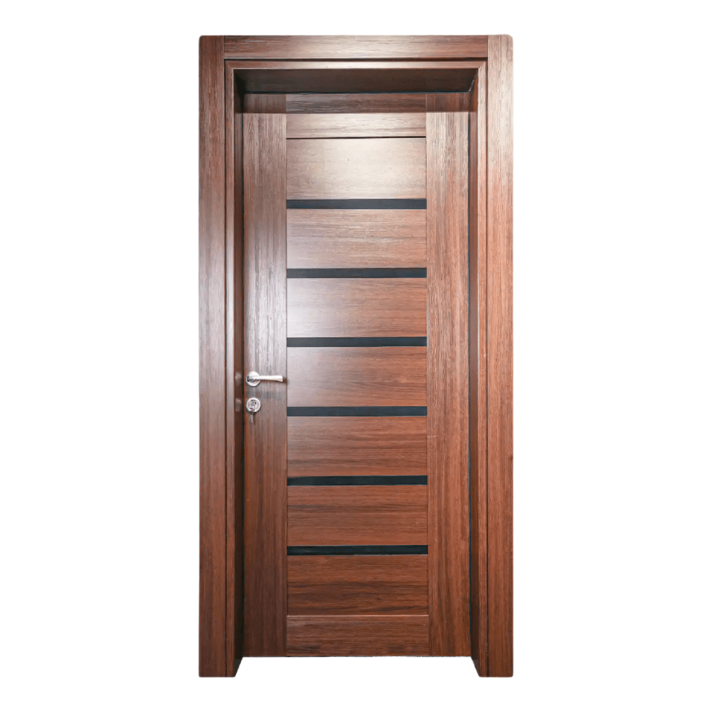 Decordin Security Doors Interior Dark Brown With Black Strips Door