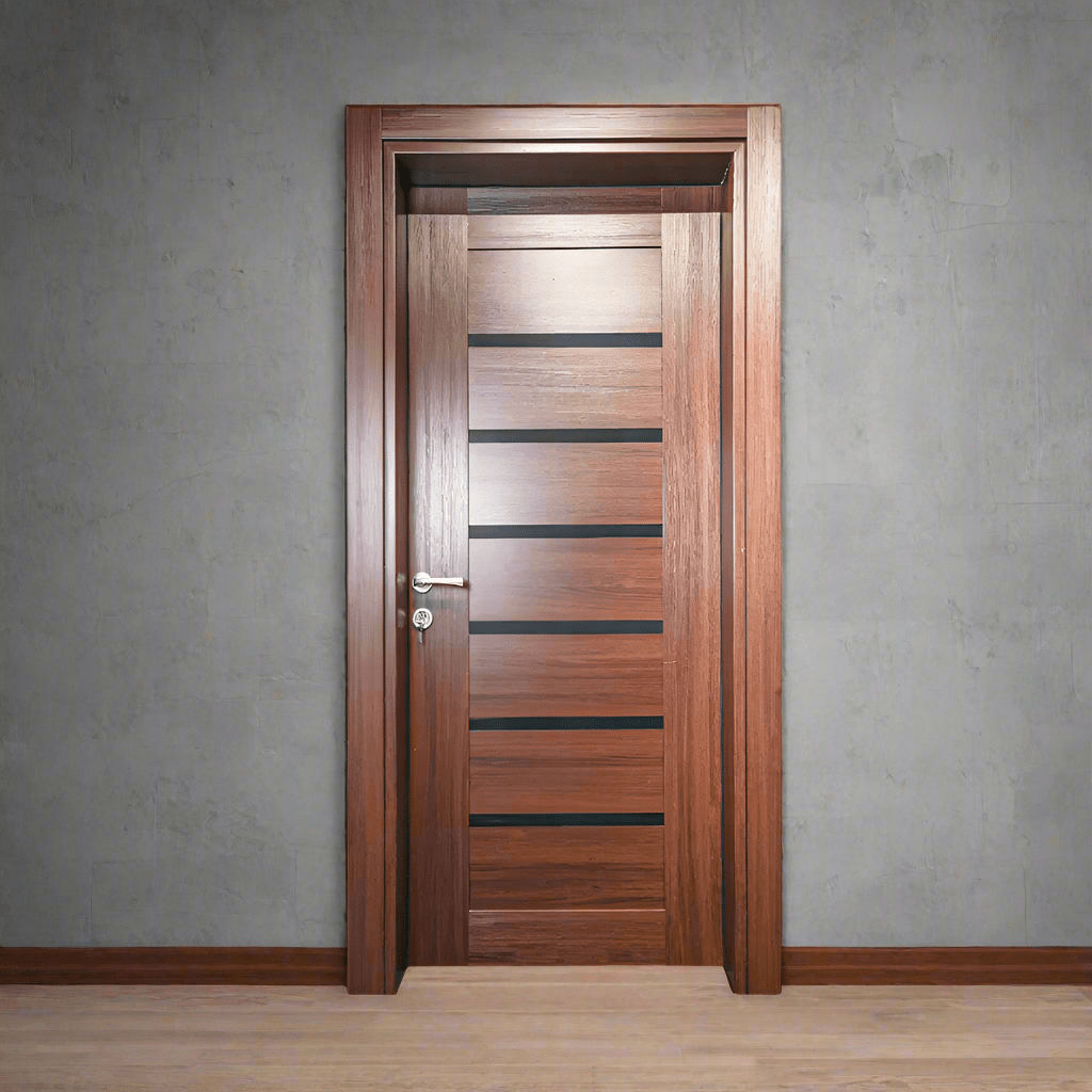 Decordin Security Doors Interior Dark Brown With Black Strips Door