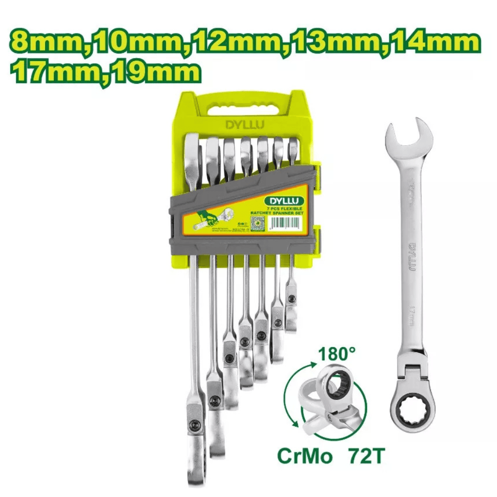 Dyllu Wrenches Dyllu 7-Piece Flexible Ratchet Spanner Set - DTSP5207