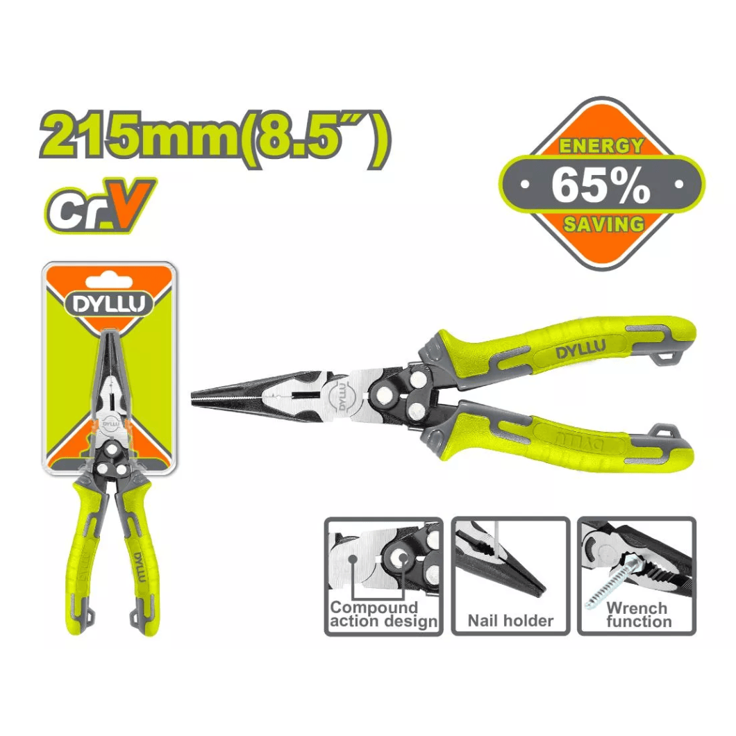 Dyllu Pliers Dyllu 8.5" Compound Action Long Nose Pliers - DTPL2768