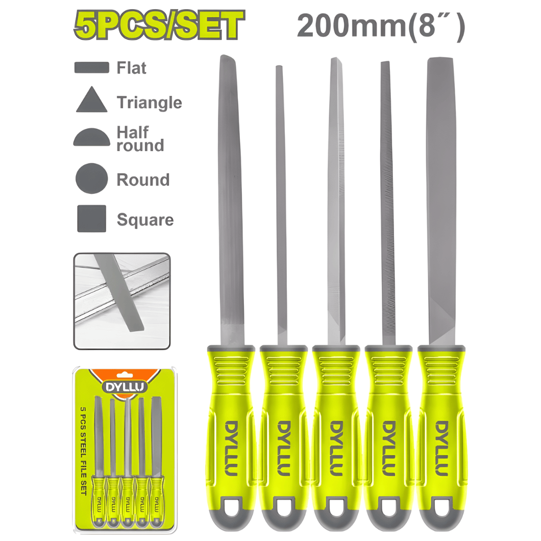 Dyllu Chisels Files Planes & Punches Dyllu 8" 5-Pieces Steel File Set – DTSF2405