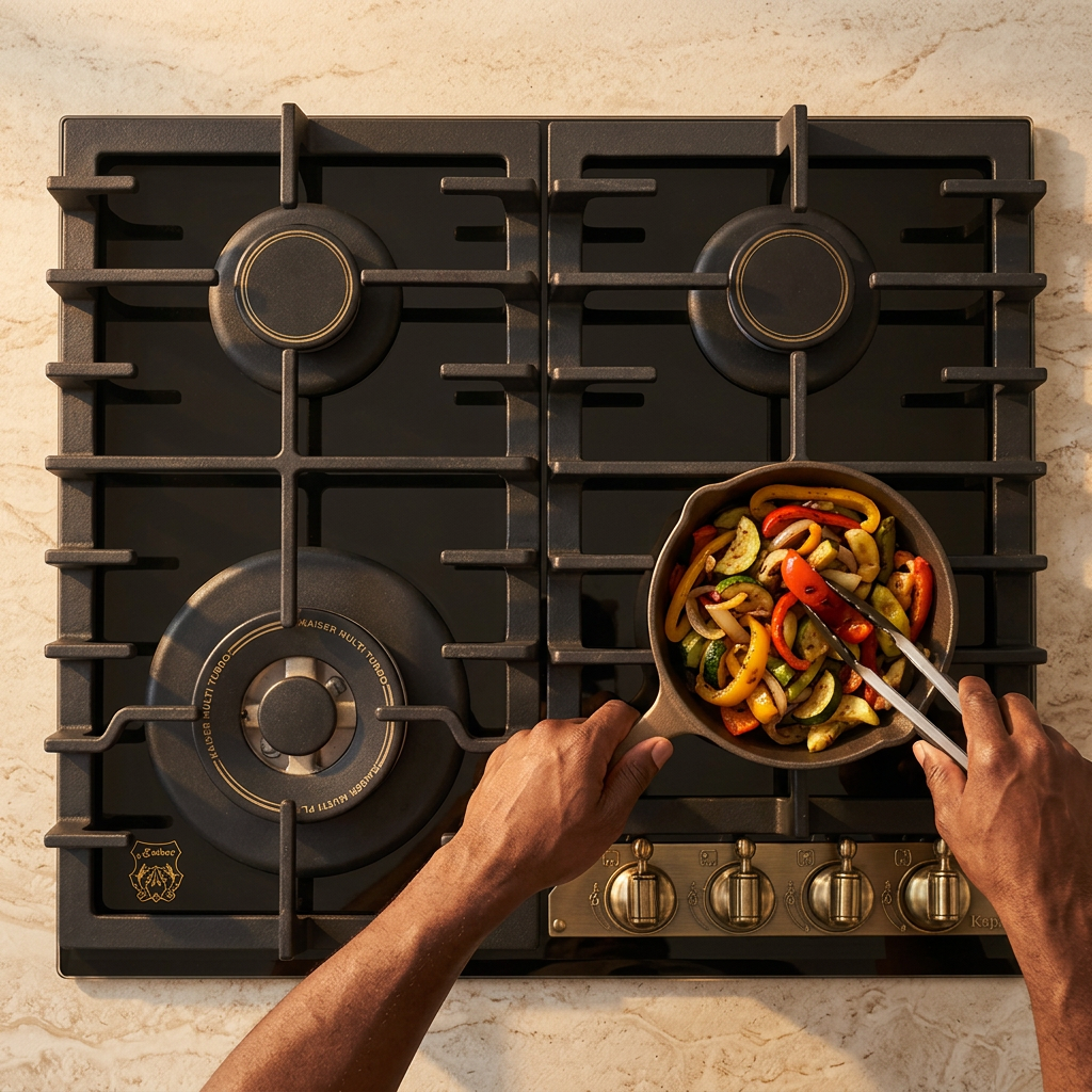 Face-hidden vegetable preparation with the black Kaiser Empire hob
