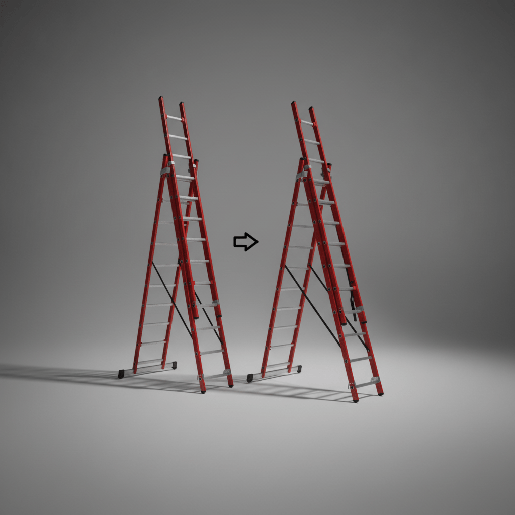 Ferral Ladder & Access Equipment Ferral Professional Red Fibreglass Triple-Section Combination Ladder | 3x12 & 3x17