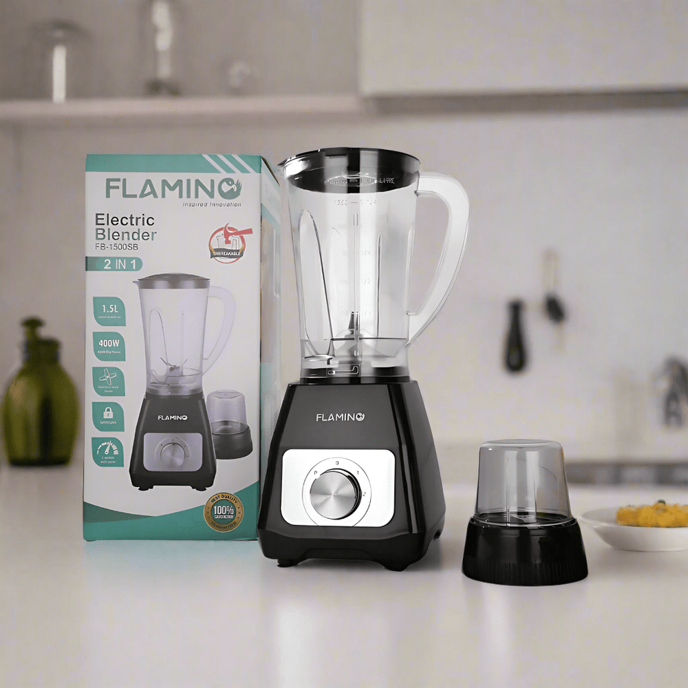 Flamino Kitchen Appliances Flamino Black 1.5L 2 in 1 Electric Blender - FB-1500SB