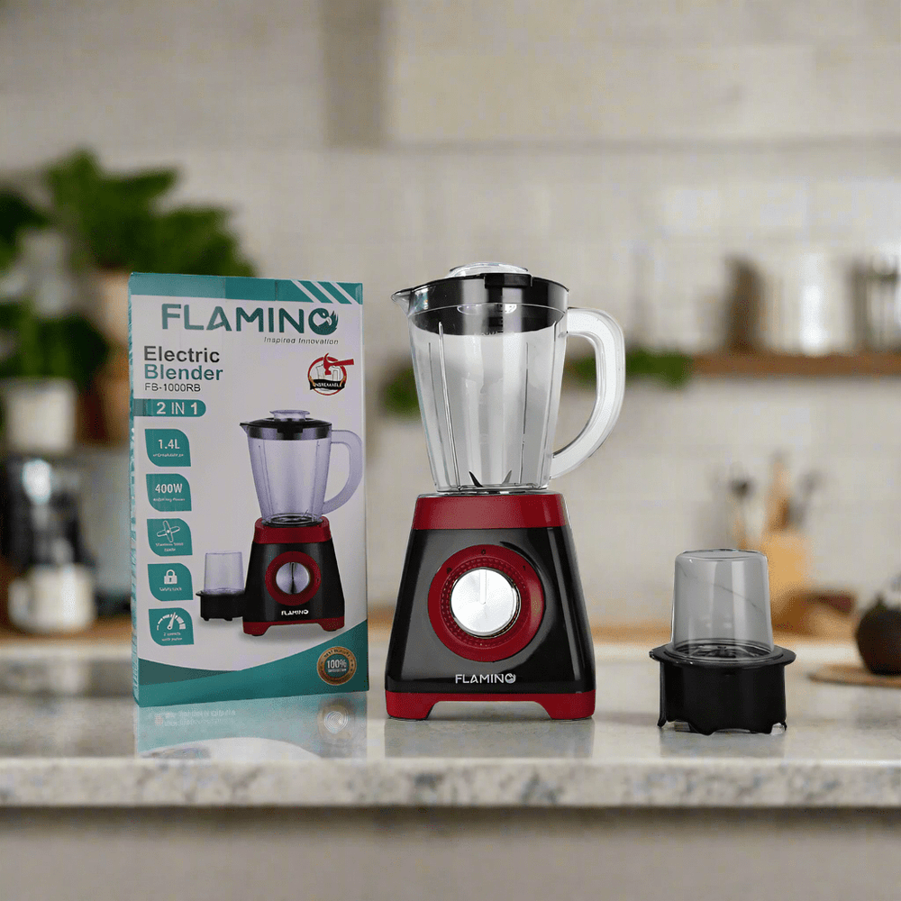 Flamino Kitchen Appliances Flamino Red 1.4L 2 in 1 Electric Blender - FB-1000RB