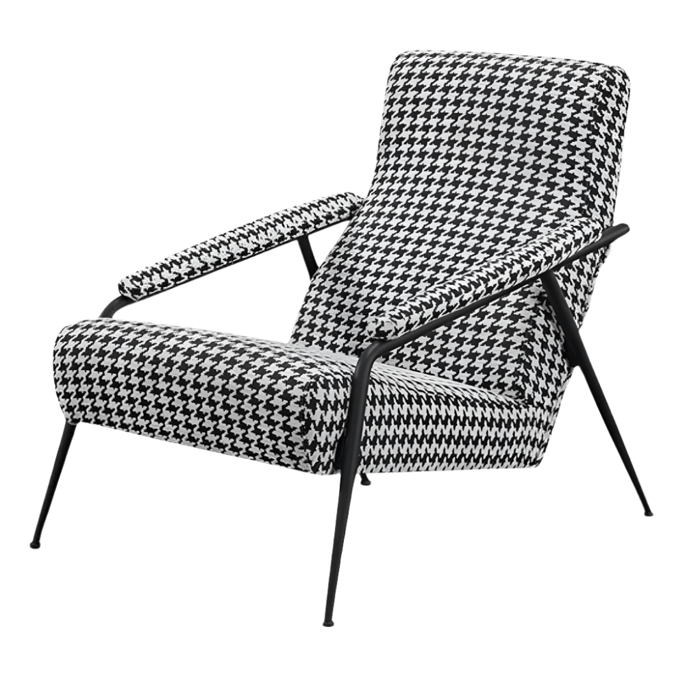 FM Living Room Furniture Black And White Fabric Accent Chair