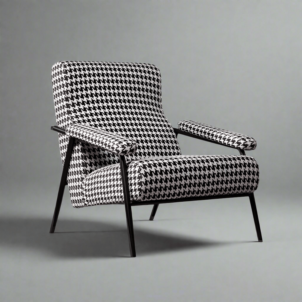 FM Living Room Furniture Black And White Fabric Accent Chair