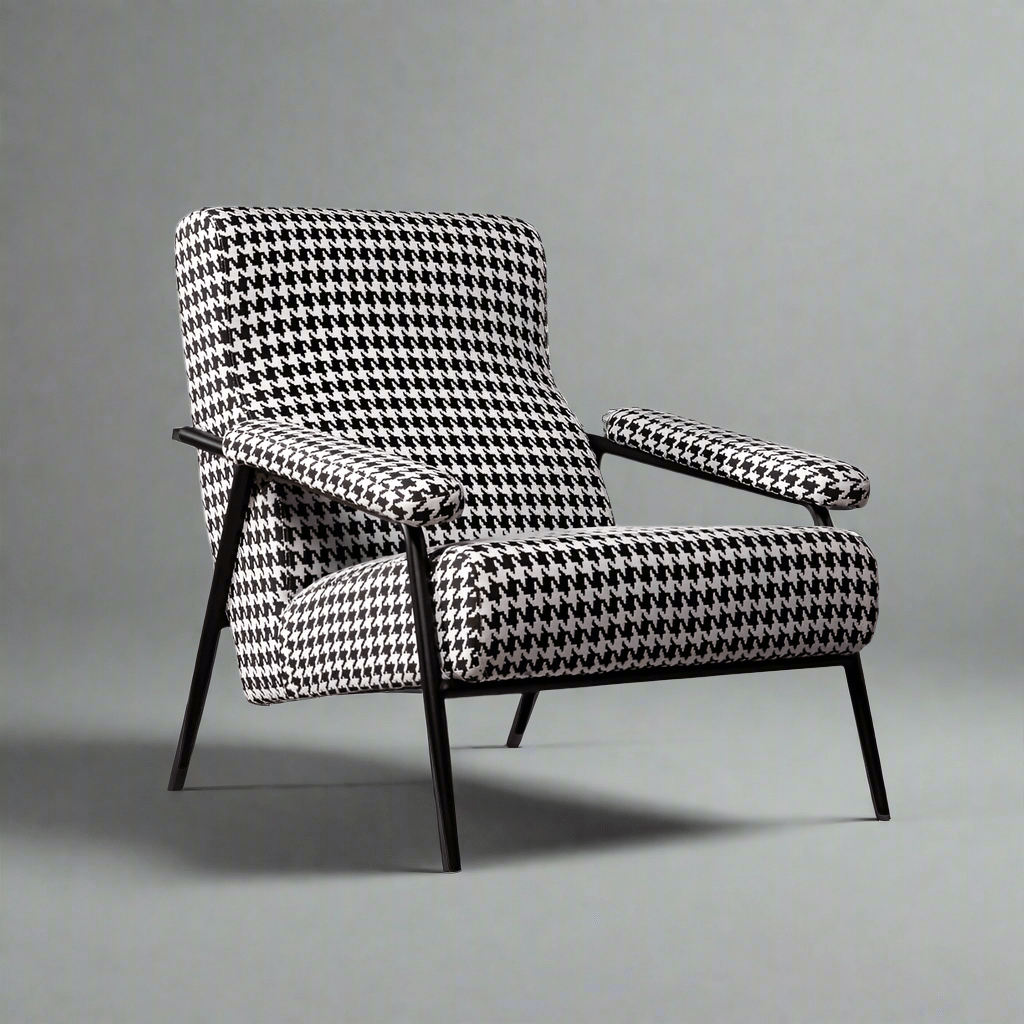 FM Living Room Furniture Black And White Fabric Accent Chair