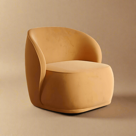 FM Living Room Furniture Brown Modern Upholstered Round Accent Arm Chair
