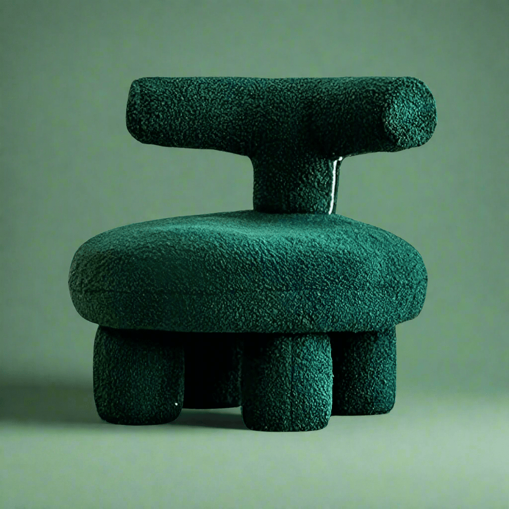 FM Living Room Furniture Green Furry Comfort With Backrest Footstool