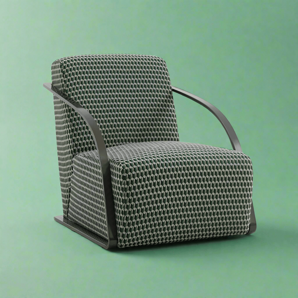 FM Living Room Furniture Green Houndstooth Modern Single Sofa Chair