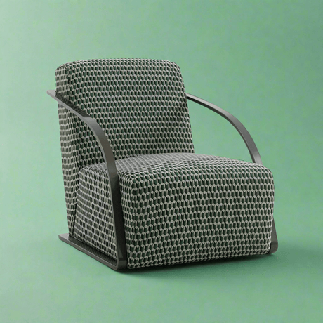 FM Living Room Furniture Green Houndstooth Modern Single Sofa Chair