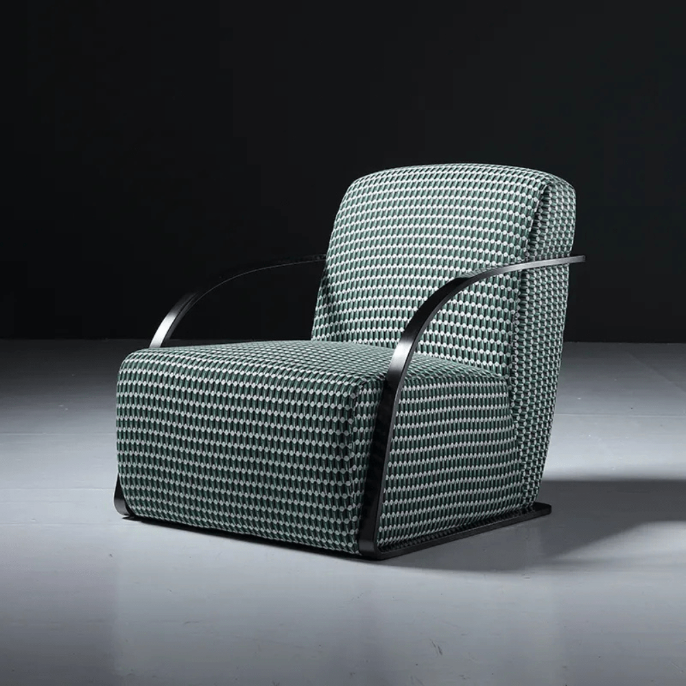 FM Living Room Furniture Green Houndstooth Modern Single Sofa Chair