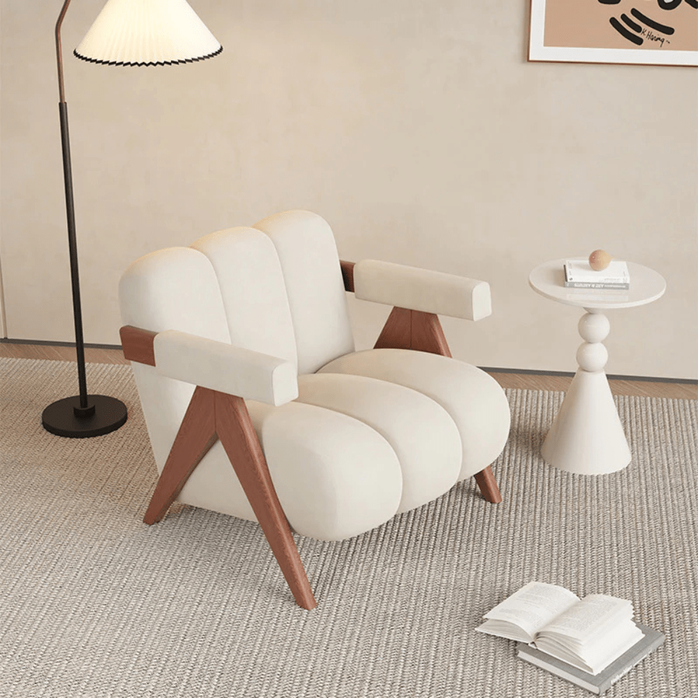 FM Living Room Furniture Off-White Modern Accent Chair