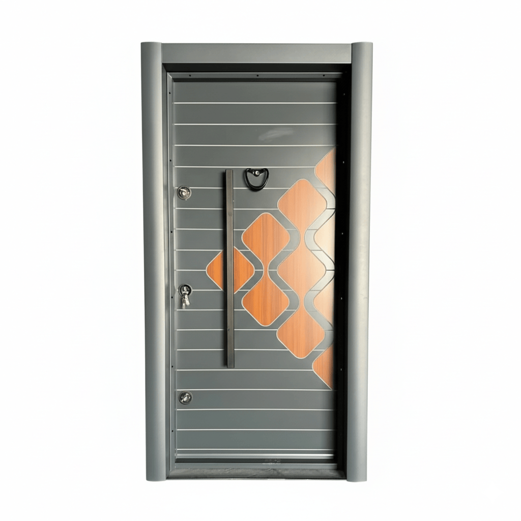 Fort Door Fort Door Aluco-Board Security Door with Triple Lock System - Graphite Walnut Mosaic