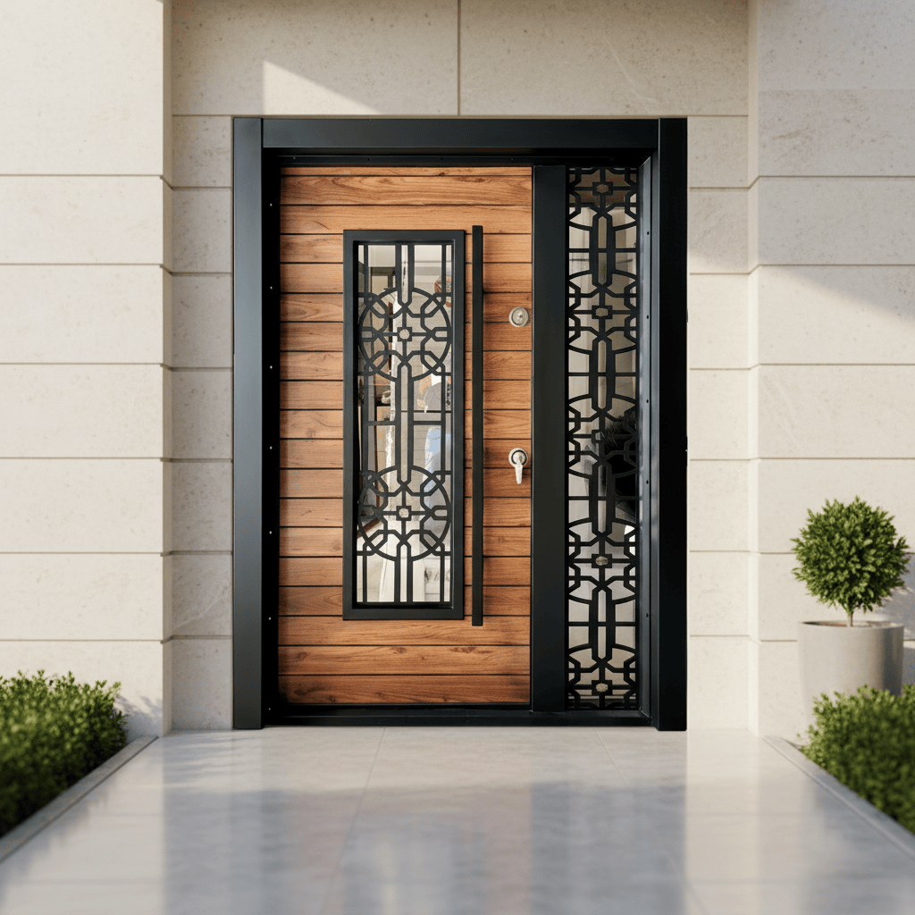 Fort Door Fort Door Aluco-Board Security Door with Triple Lock System - Teak Bronze Black