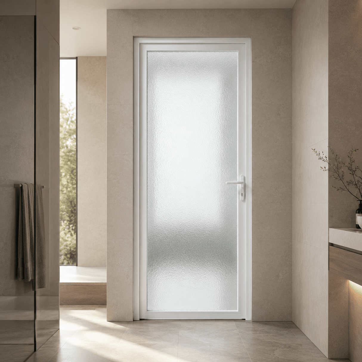 Fort Door Interior Doors Fort Door Double-Layer Tempered Glass Interior Door with Aluminium Frame & One-Click Lock