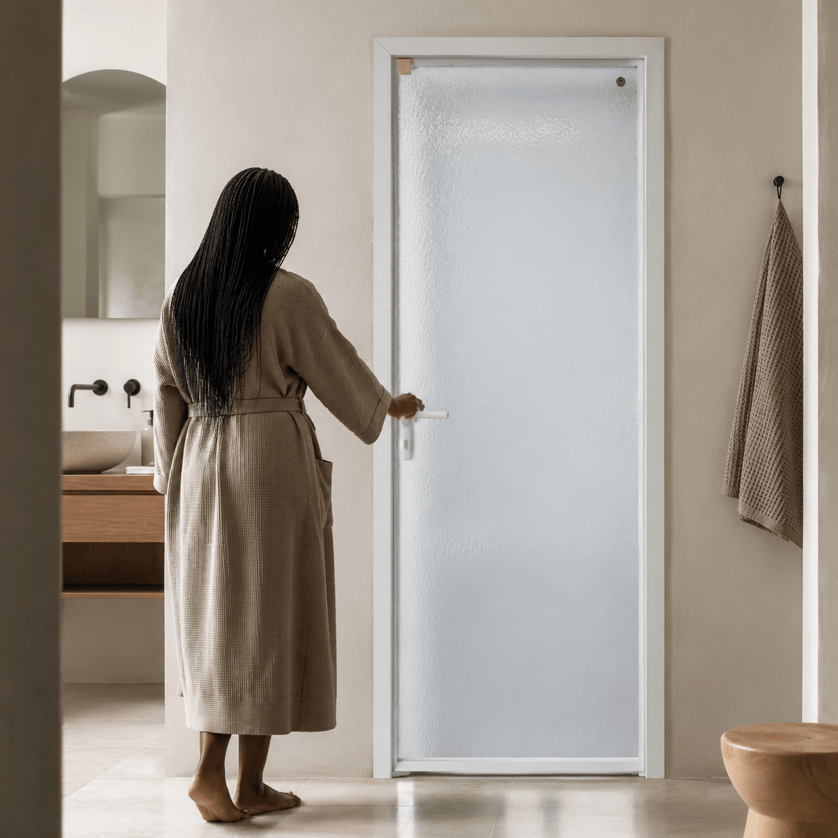 Fort Door Interior Doors Fort Door Double-Layer Tempered Glass Interior Door with Aluminium Frame & One-Click Lock