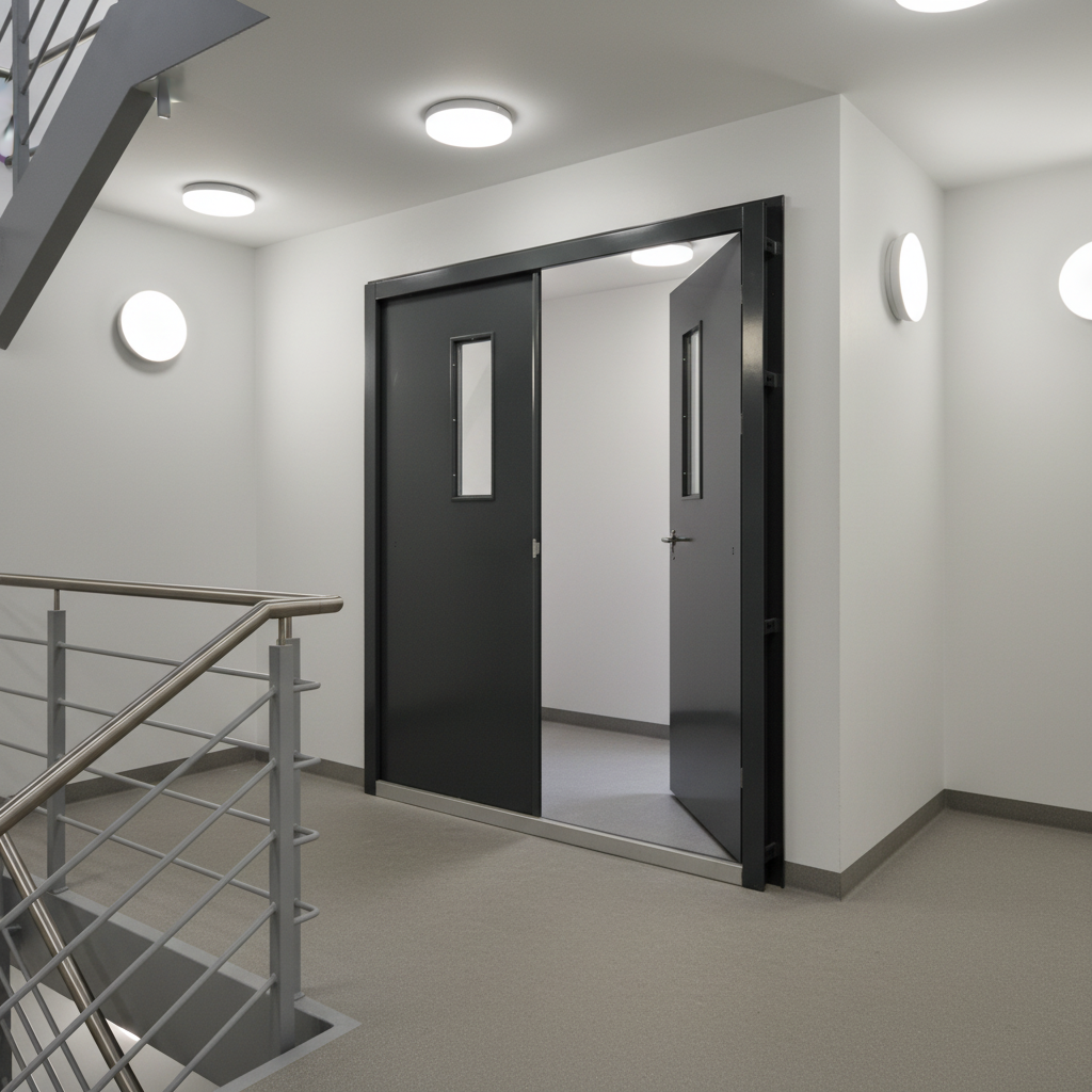 Fort Door Fort Door Fire-Rated Steel Security Door - Grey with Glass