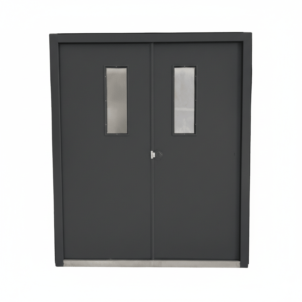Fort Door Fort Door Fire-Rated Steel Security Door - Grey with Glass