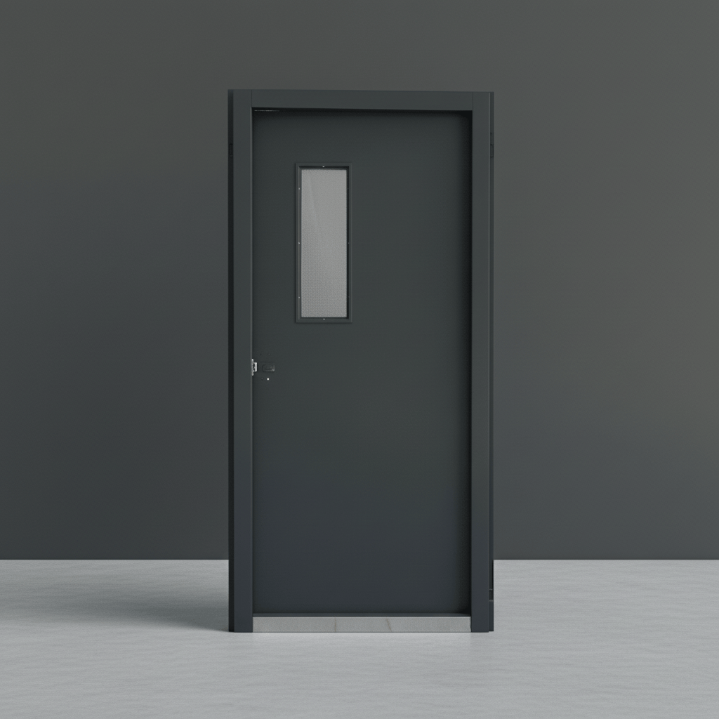 Fort Door Fort Door Fire-Rated Steel Security Door - Grey with Glass