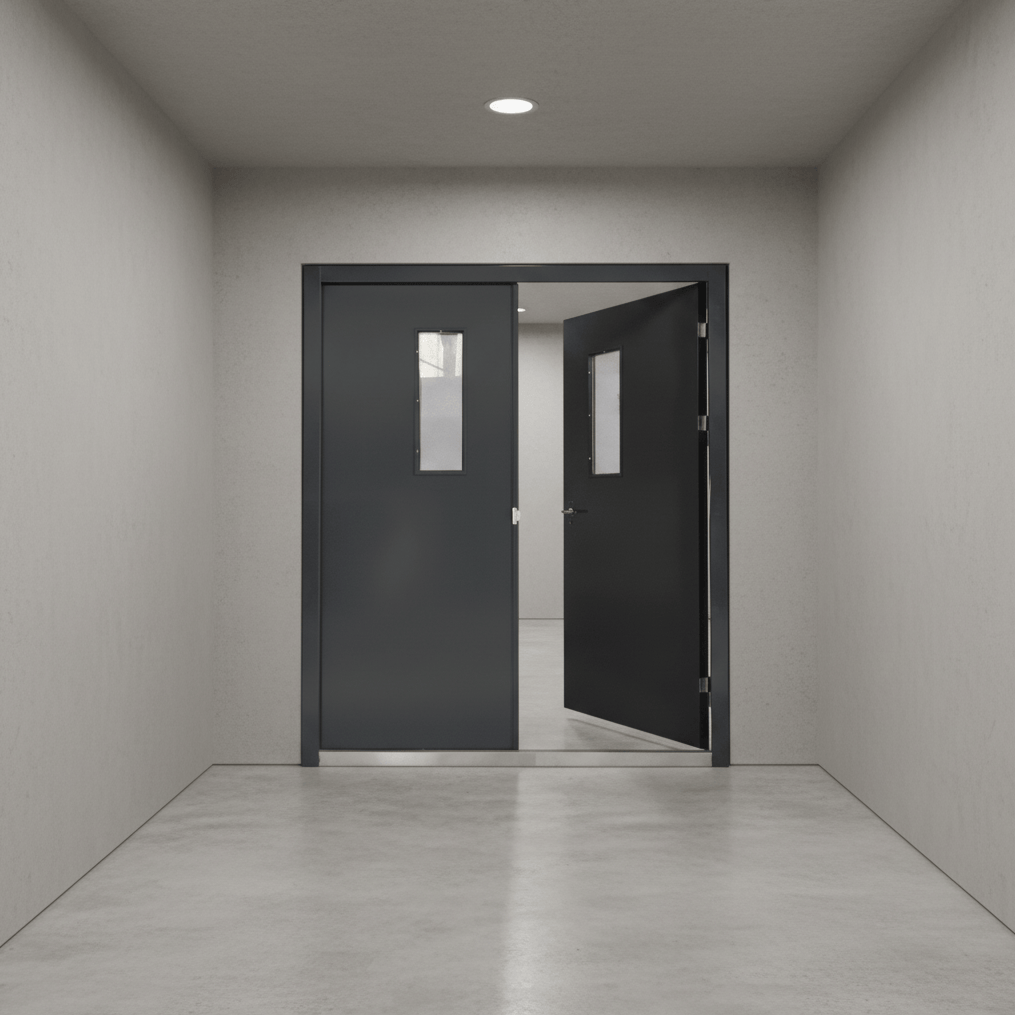 Fort Door Fort Door Fire-Rated Steel Security Door - Grey with Glass