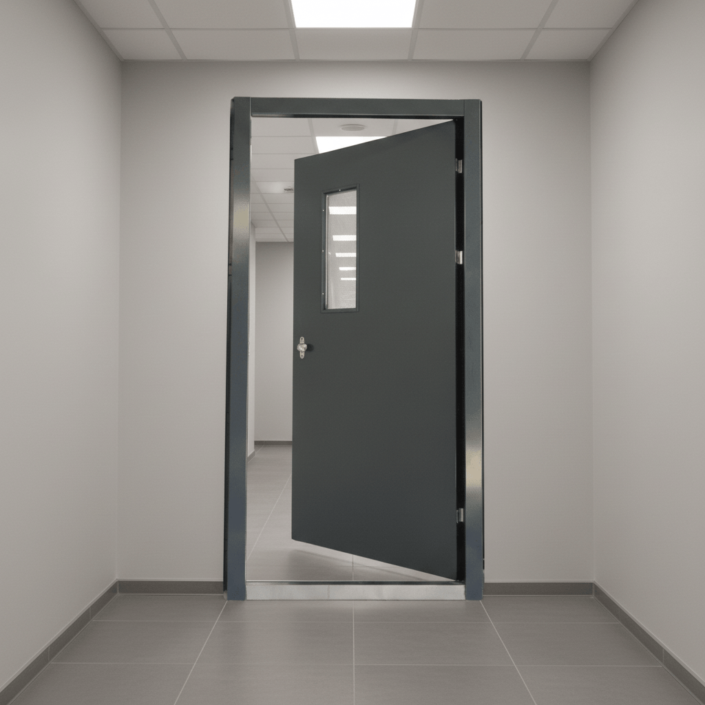 Fort Door Fort Door Fire-Rated Steel Security Door - Grey with Glass