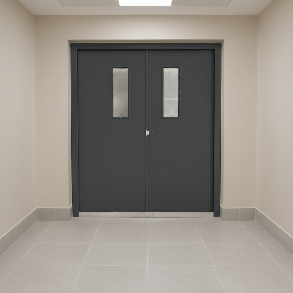 Fort Door Fort Door Fire-Rated Steel Security Door - Grey with Glass