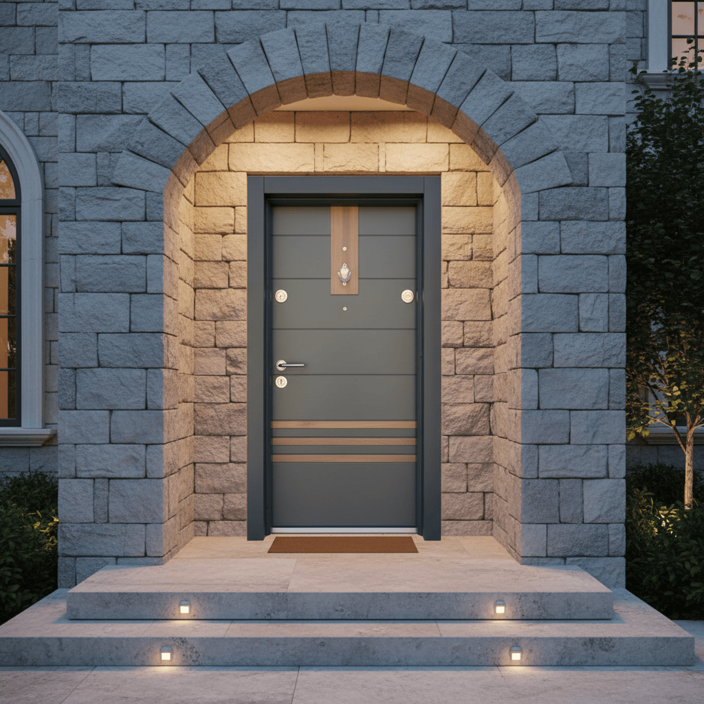 Fort Door Fort Door Full Metal Security Door with Dual Lock System - Stone Grey Gold