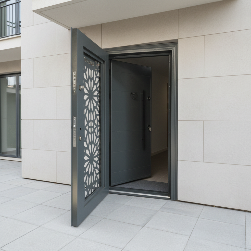 Fort Door Fort Door Full Metal Security Door with Ventilated Burglar Guard - Grey