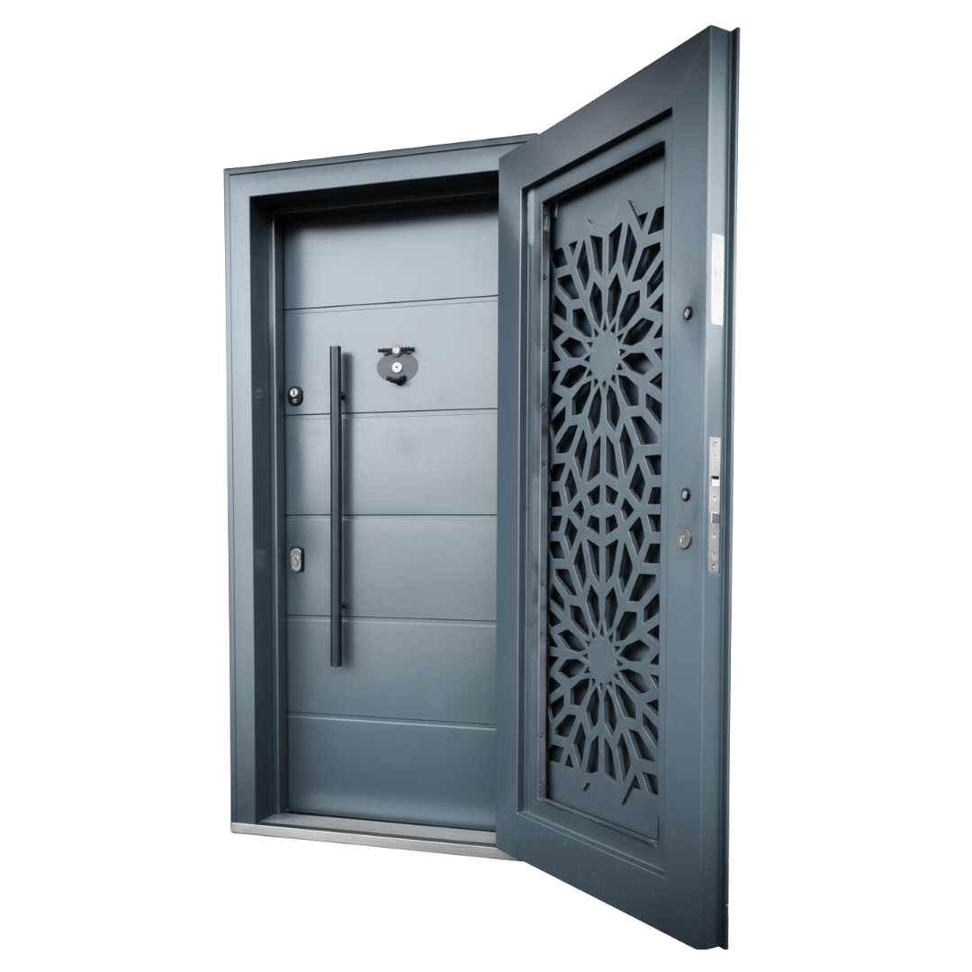 Fort Door Fort Door Full Metal Security Door with Ventilated Burglar Guard - Grey
