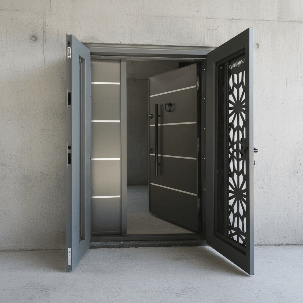 Fort Door Fort Door Full Metal Security Door with Ventilated Burglar Guard - Grey