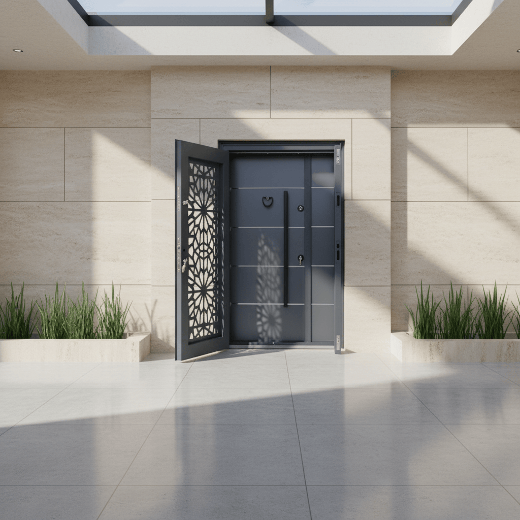 Fort Door Fort Door Laminox Security Door with Ventilated Burglar Guard - Slate Grey