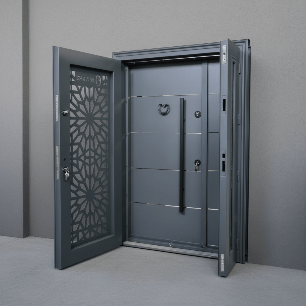 Fort Door Fort Door Laminox Security Door with Ventilated Burglar Guard - Slate Grey