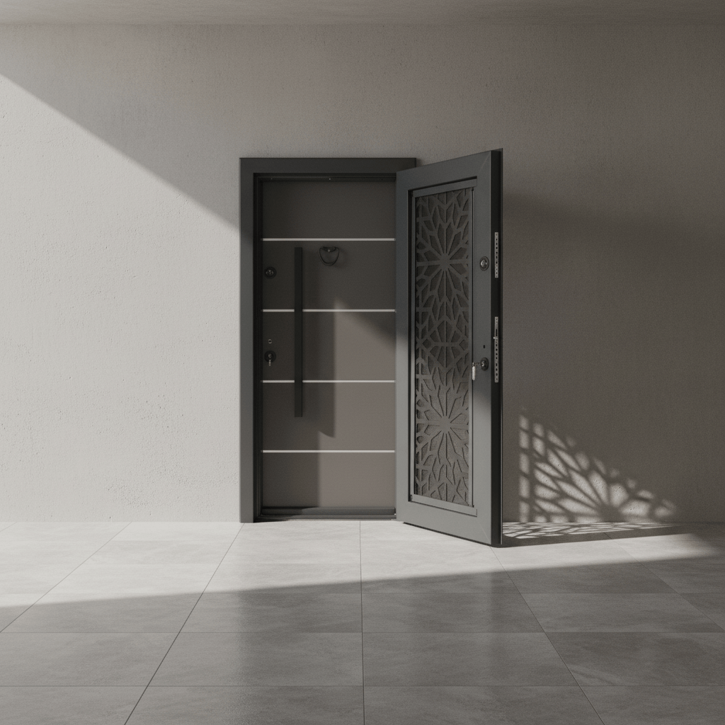 Fort Door Fort Door Laminox Security Door with Ventilated Burglar Guard - Slate Grey