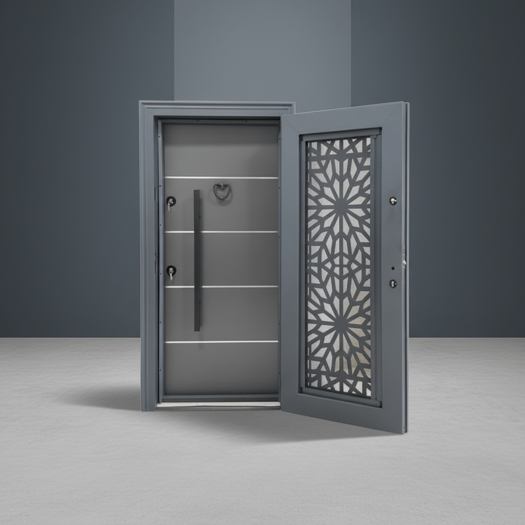 Fort Door Fort Door Laminox Security Door with Ventilated Burglar Guard - Slate Grey