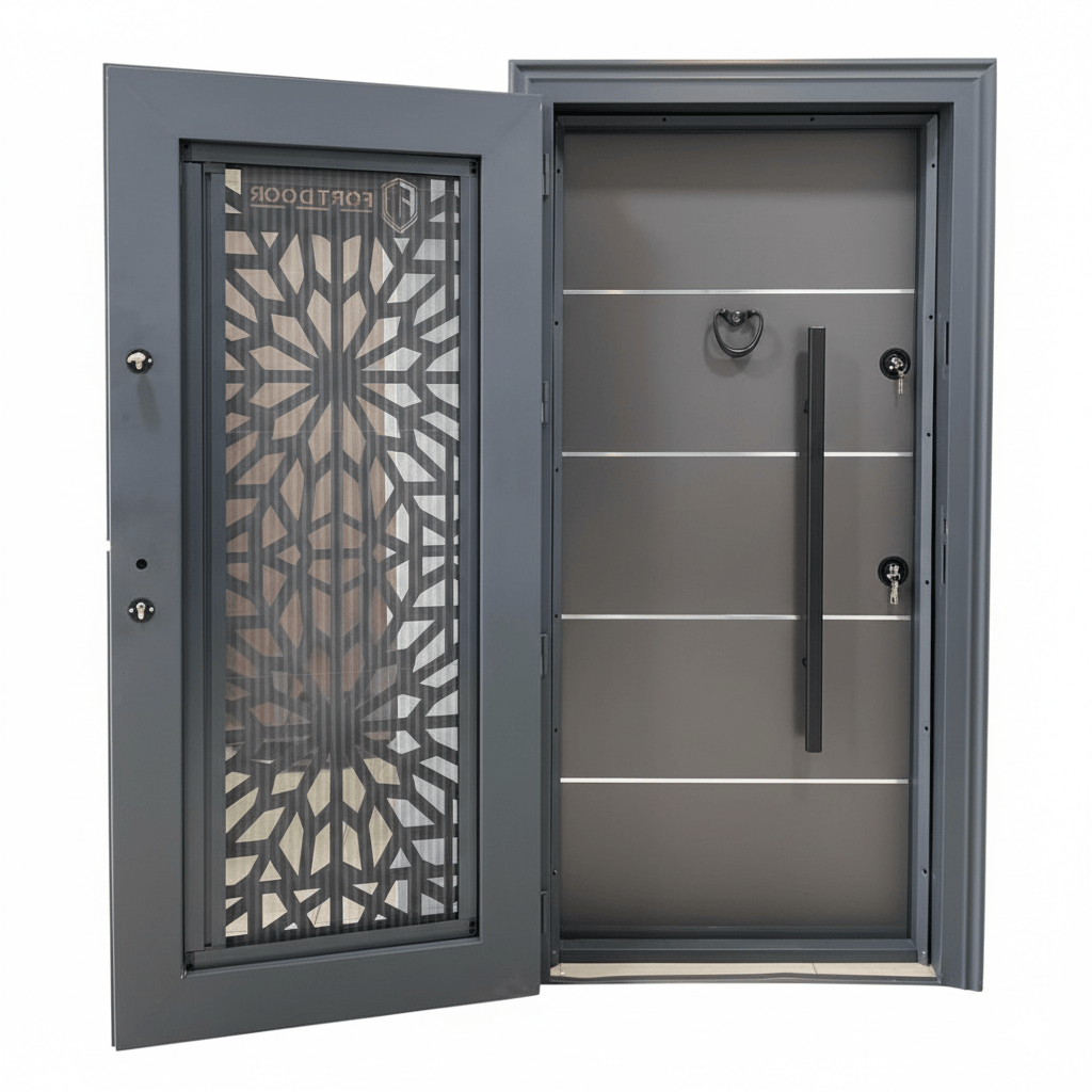 Fort Door Fort Door Laminox Security Door with Ventilated Burglar Guard - Slate Grey