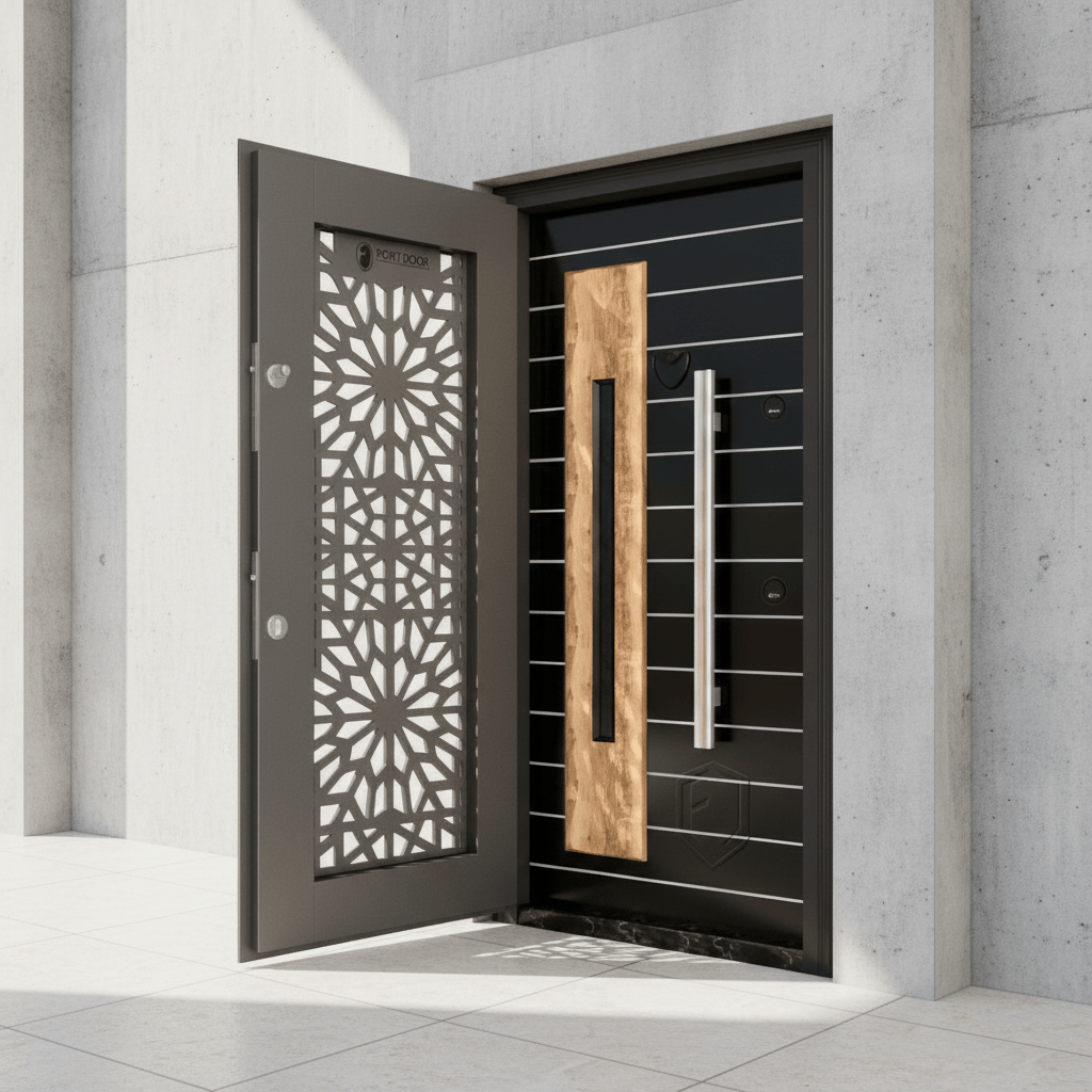 Fort Door Fort Door Laminox Security Door with Ventilated Burglar Guard - Smoked Walnut Black