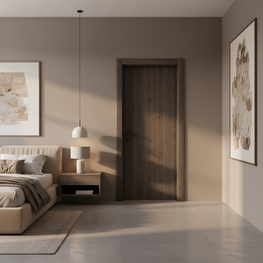 Fort Door Fort Door PVC Waterproof Internal Door 88 cm with Magnetic Frame & Lock - Coffee Brown