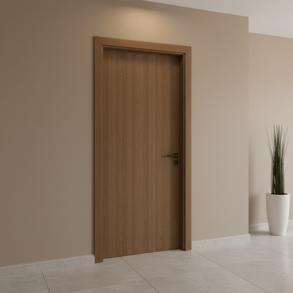 Fort Door Fort Door PVC Waterproof Internal Door with Magnetic Frame & Lock - Wooden Color