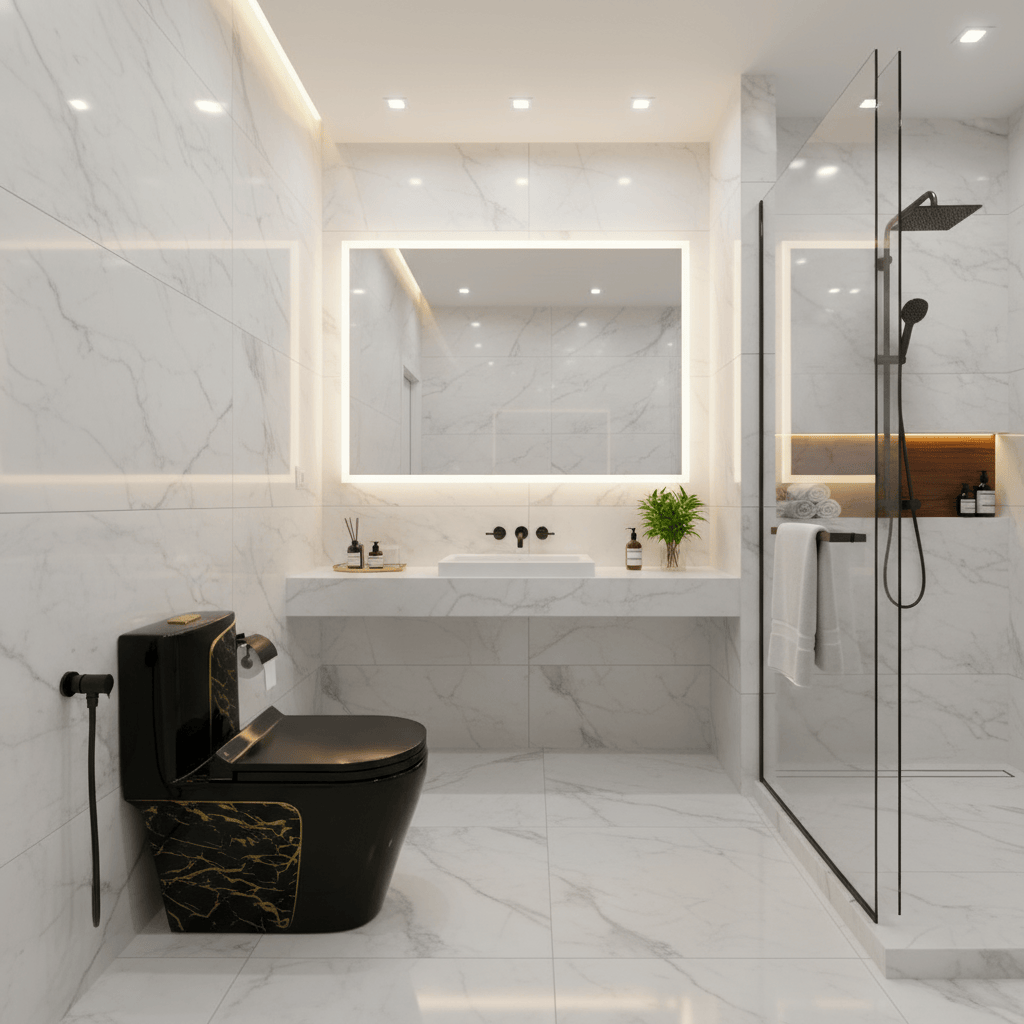 Frencia Toilet & Urinal Frencia Black Water Closet With Wash Basin Complete Set